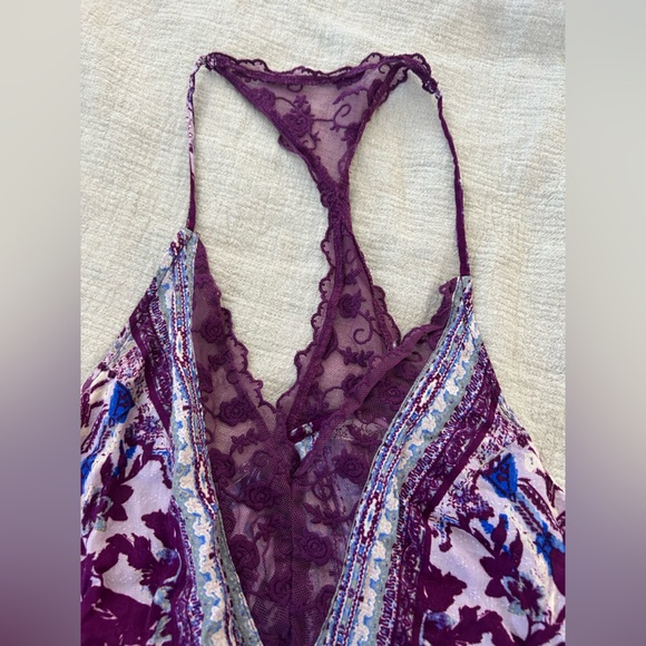Free People Intimately Floral Deep Purple Lace Midi Flowy Dress Small Coquette - Picture 9 of 12